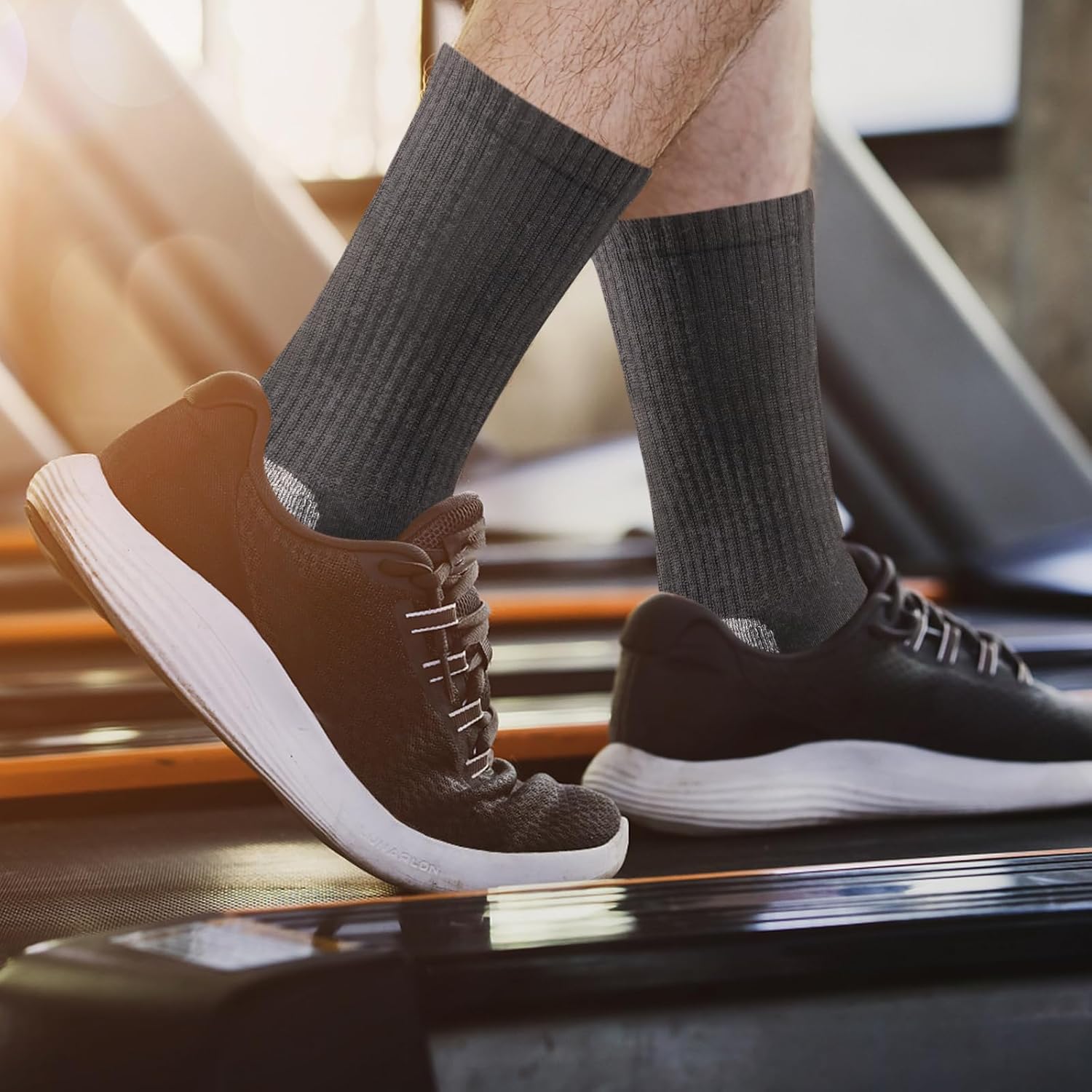 YUEDGE Mens Socks Moisture Wicking Training Athletic Cushioned Crew Socks Anti-Odor Work Socks For Men, 5 Pairs - Image 6