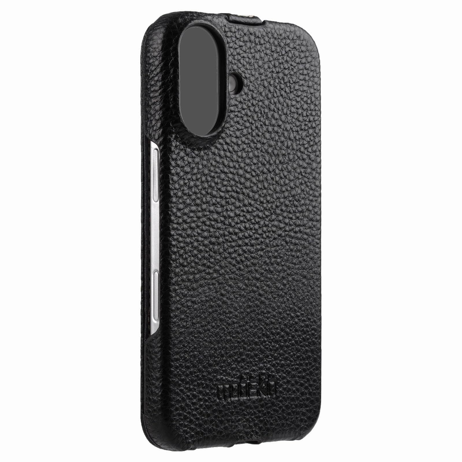 Funda con tapa para iPhone 17 (6,3 pulgadas), color negro | Funda para teléfono móvil con revestimiento de piel, funda compatible con MagSafe, funda fina, plegable verticalmente