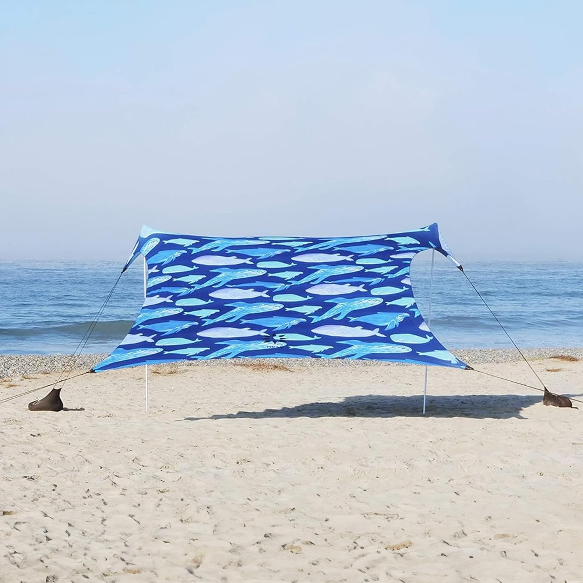 Neso Gigante Portable Beach Tent Sun Shelter - Lightweight Beach Shade Canopy - Easy Setup for Family Outings - Patented Reinforced Corners - UPF 50+ - 8ft Tall, 11 x 11ft - Save The Whales
