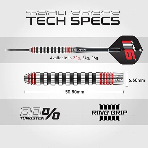 Miniatura 8 de WINMAU Advance 500 Series Professional Tungsten Steeltip Darts Set with Flights and Shafts (Stems)