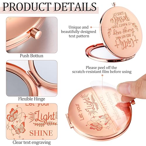 Miniatura 3 de Huwena 12 piezas de versículos cristianos de la Biblia para mujeres, espejo compacto a granel inspirador religioso cristiano, regalo de bolsillo