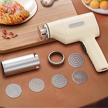 Household Electric Cordless Pasta Maker, Portable Pasta Maker, Automatic Handheld Noodle Maker Machine Multi-functional Spaghetti Making Machine - White