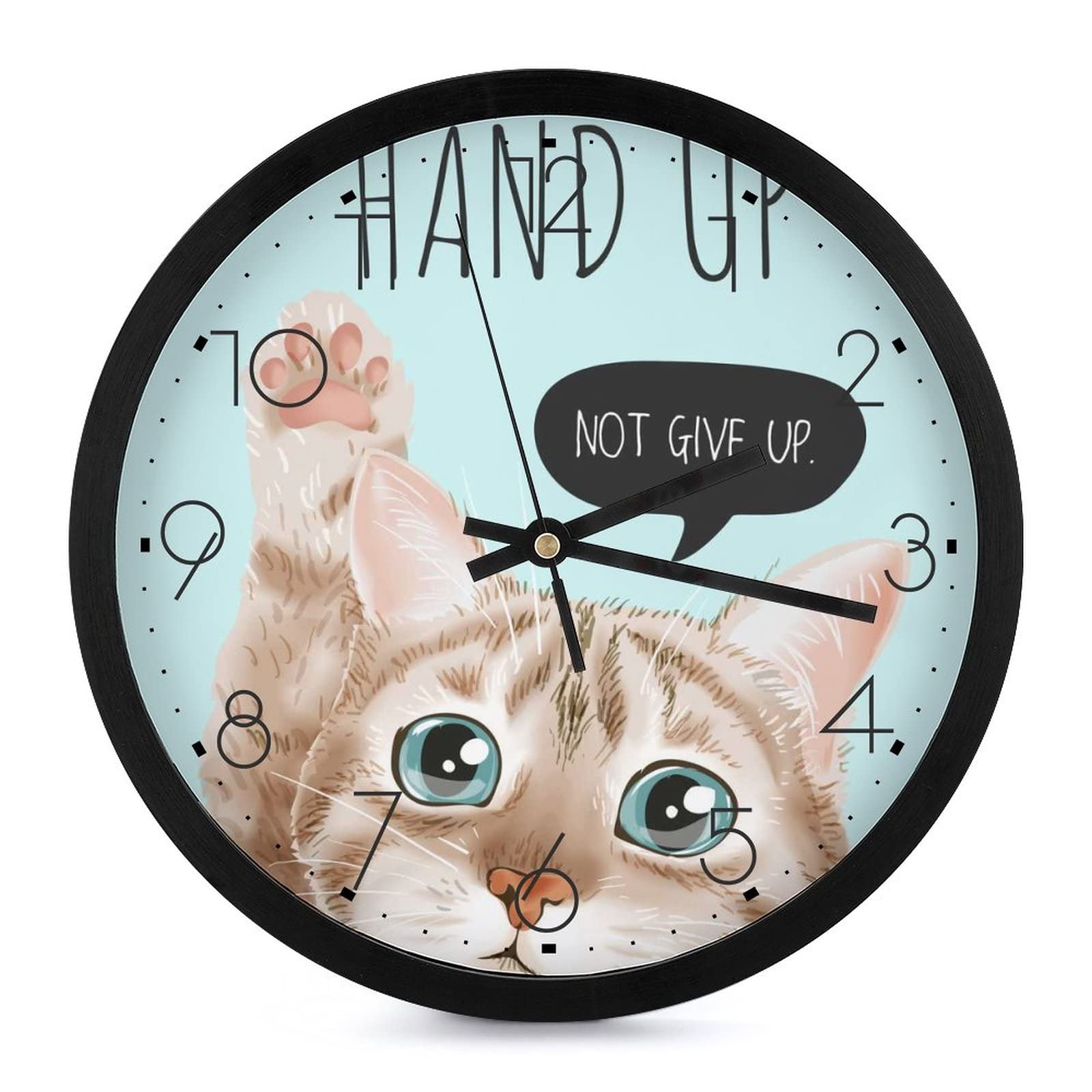 Horloge murale chat silencieuse moderne 25.4cm pour décoration salon et cuisine