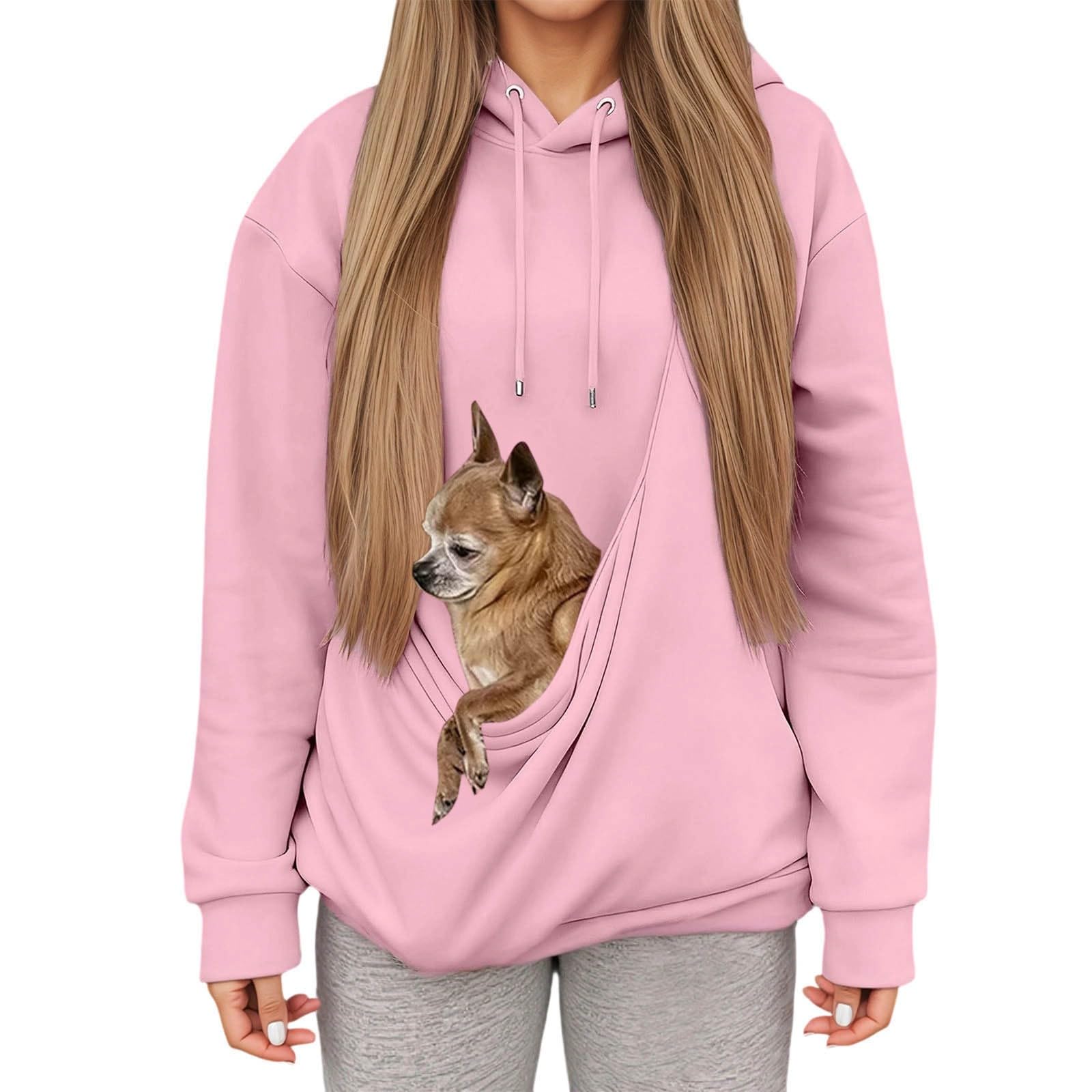 Sweat à capuche rose oversize pour cocooner avec vos animaux à la maison
