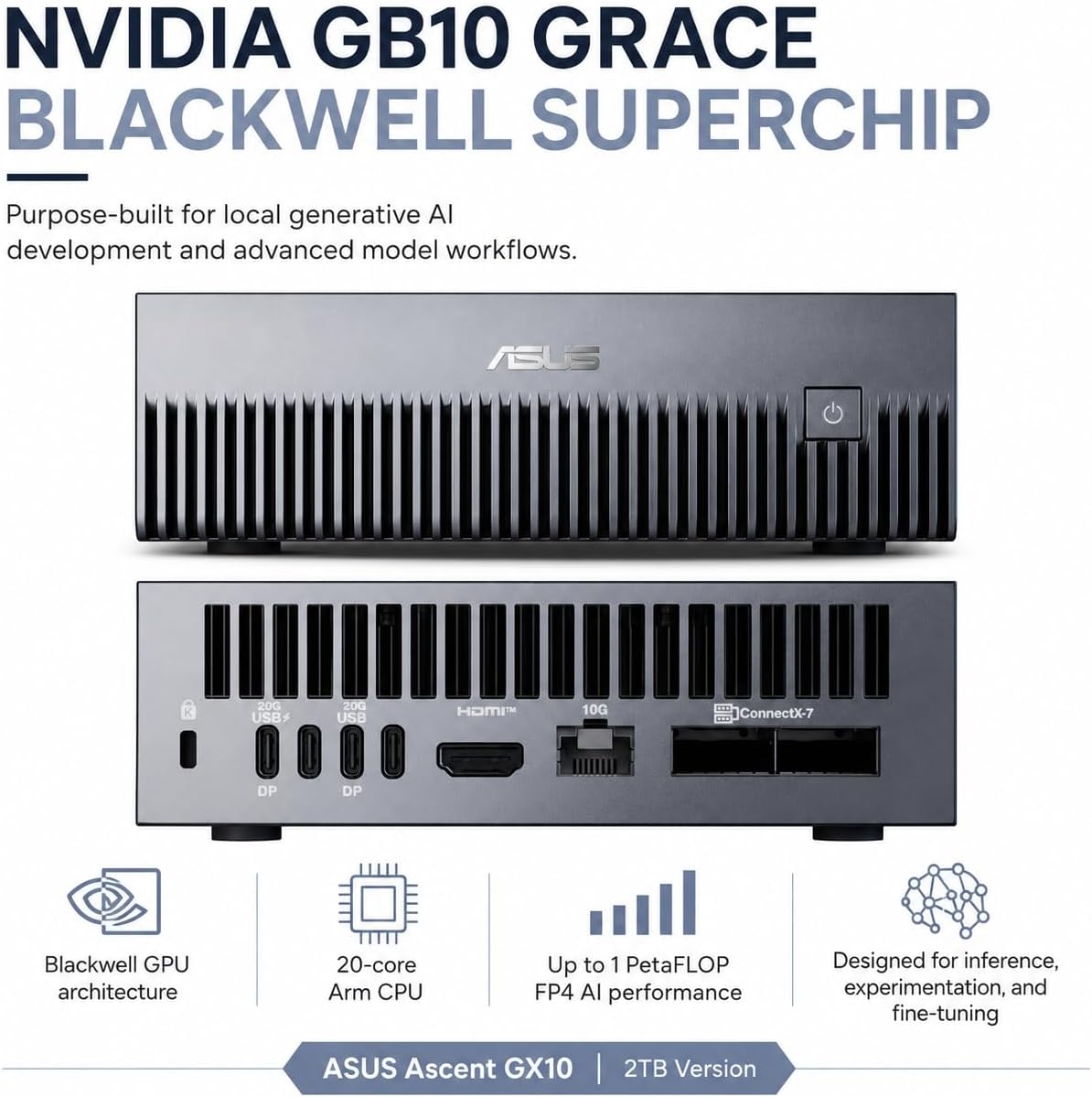 ASUS Ascent GX10 Personal AI Supercomputer, NVIDIA GB10 Grace Blackwell Superchip, 128GB... photo 5