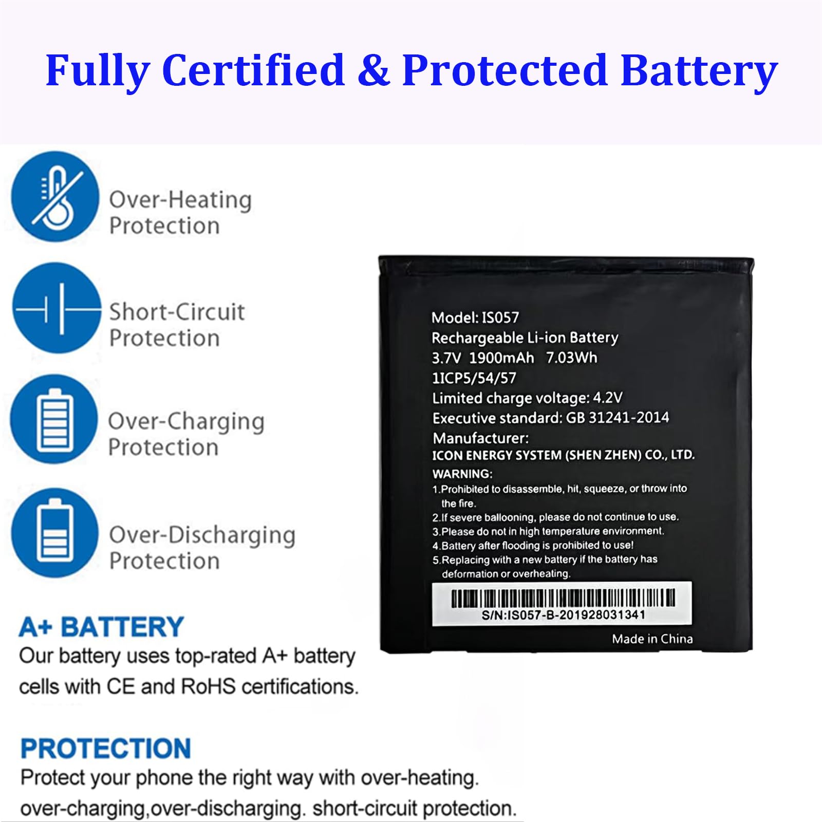 Batería compatible con [Angelcare] AC320, AC327, AC337, AC527, para [Pax] myPOS D200, D200T, IS275, Mini (reemplazo para IS057)