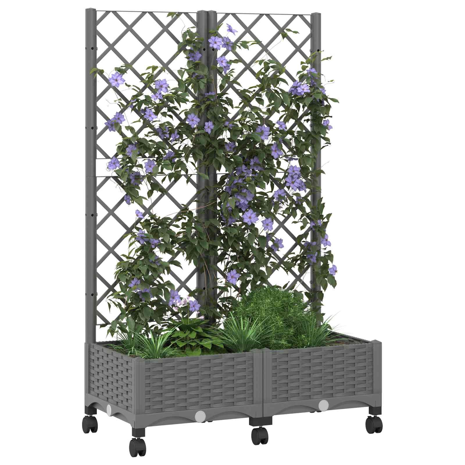 Jardinière de jardin avec roulettes et treillis pour déplacer vos plantes