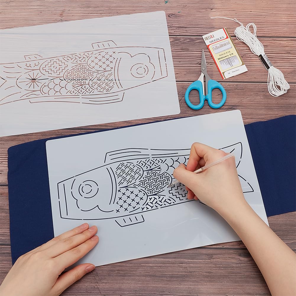 DIY Sashiko Embroidery Kit - Carp Flag Placemats -5 DIY Sashiko Embroidery Kit - Carp Flag Placemats -5