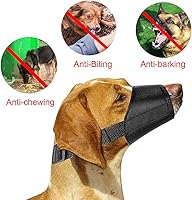 ewinever 5-Pack Adjustable Breathable Dog Muzzles S-XXL - Anti-Biting, Barking, Chewing Protection for All Dogs (Black)