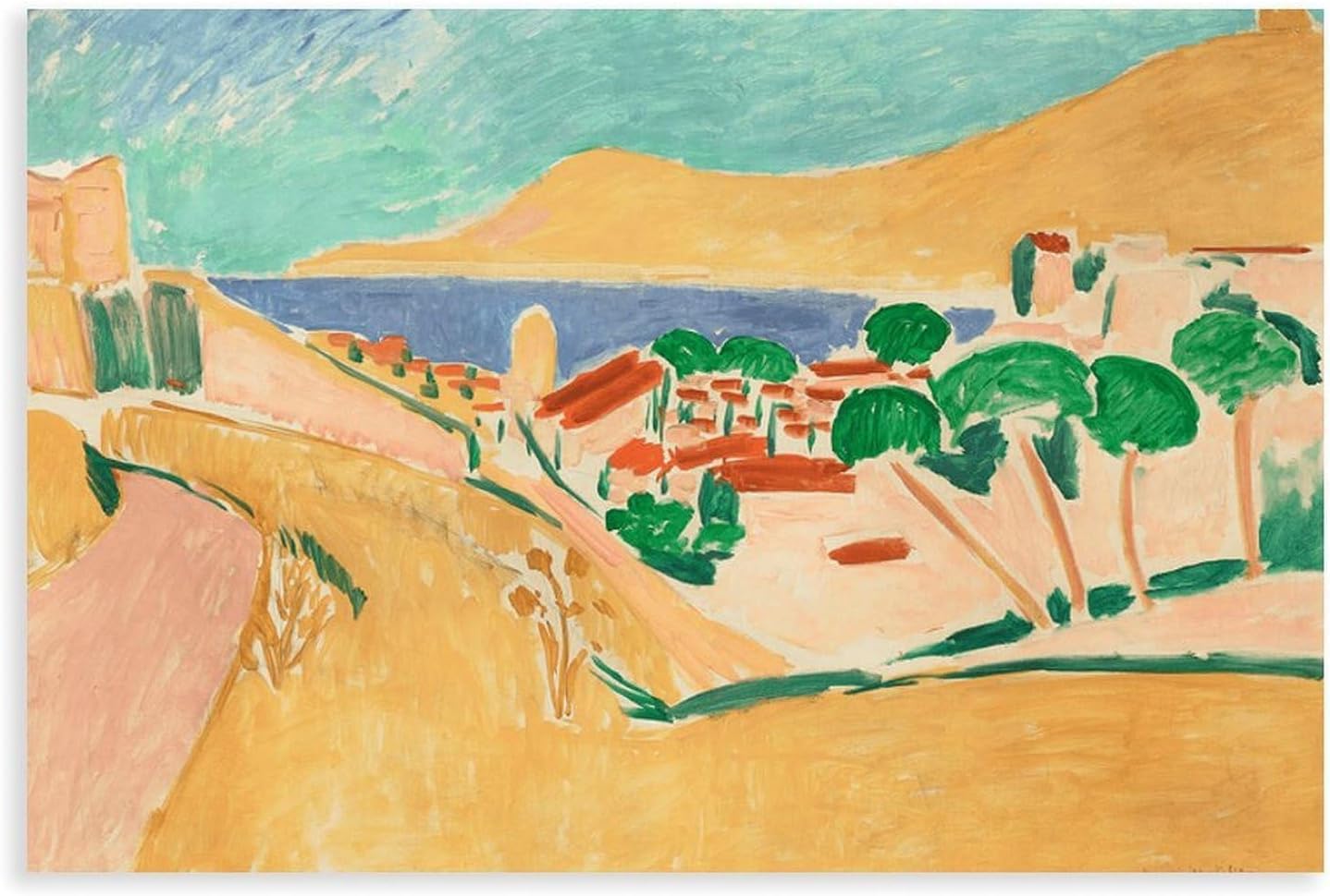 QSDTGHUIKP Henri Matisse Summer Landscape 40x60cm Frameless Vintage Abstract Canvas Wall Print