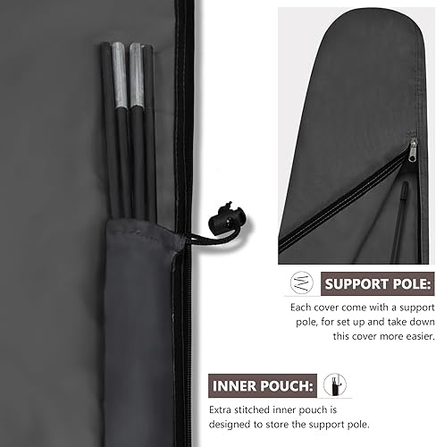 Miniatura 5 de ULTCOVER Cubierta de Sombrilla de Patio 600D Impermeable para Exteriores - Se Adapta a Sombrillas de Mercado de Hasta 12 Pies, Negro