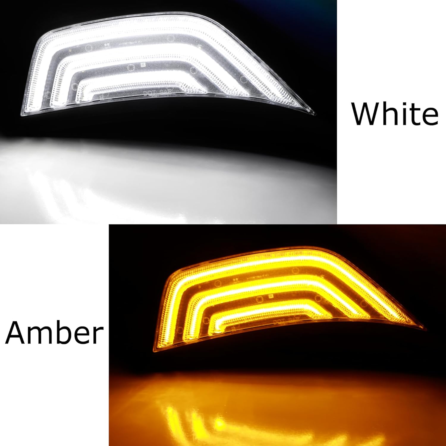iJDMTOY Black-Out Smoked Lens White/Amber Sequential Blink Switchback LED Fender Flare Vent Trim Replace Side Marker Lighting Kit (Add-On), Compatible with Jeep Wrangler JL, Gladiator JT