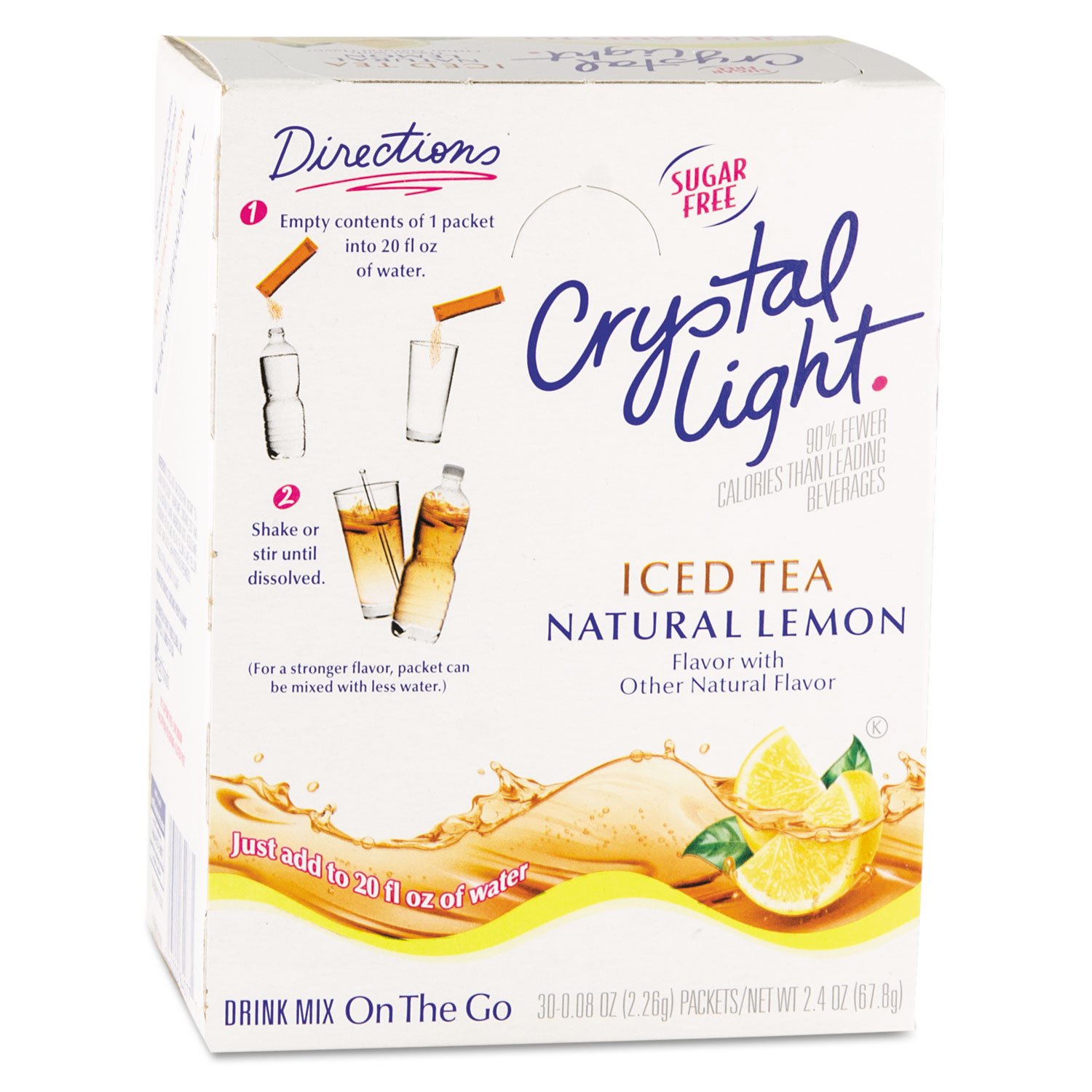 Crystal Light 00757 on the Go, Iced Tea, 16 Oz Packets, 30/Box