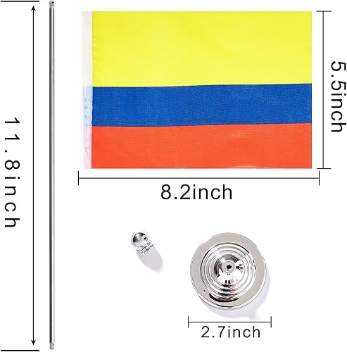Miniatura 2 de ZXvZYT Paquete de 2 banderas de mesa colombianas con base de soporte, decoración de eventos de festivales internacionales, decoración de oficina en