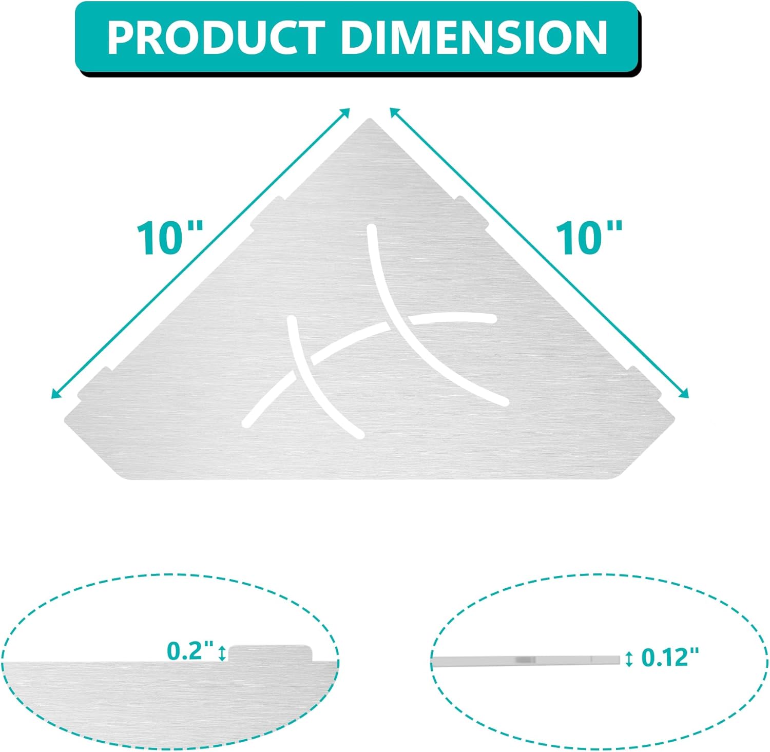 Shower Corner Shelf 304 Stainless Steel 10" Corner Shelf Bathroom Shampoo Holder for Shower Floating Corner Shelf for Wall, No Drilling, Matte Black
