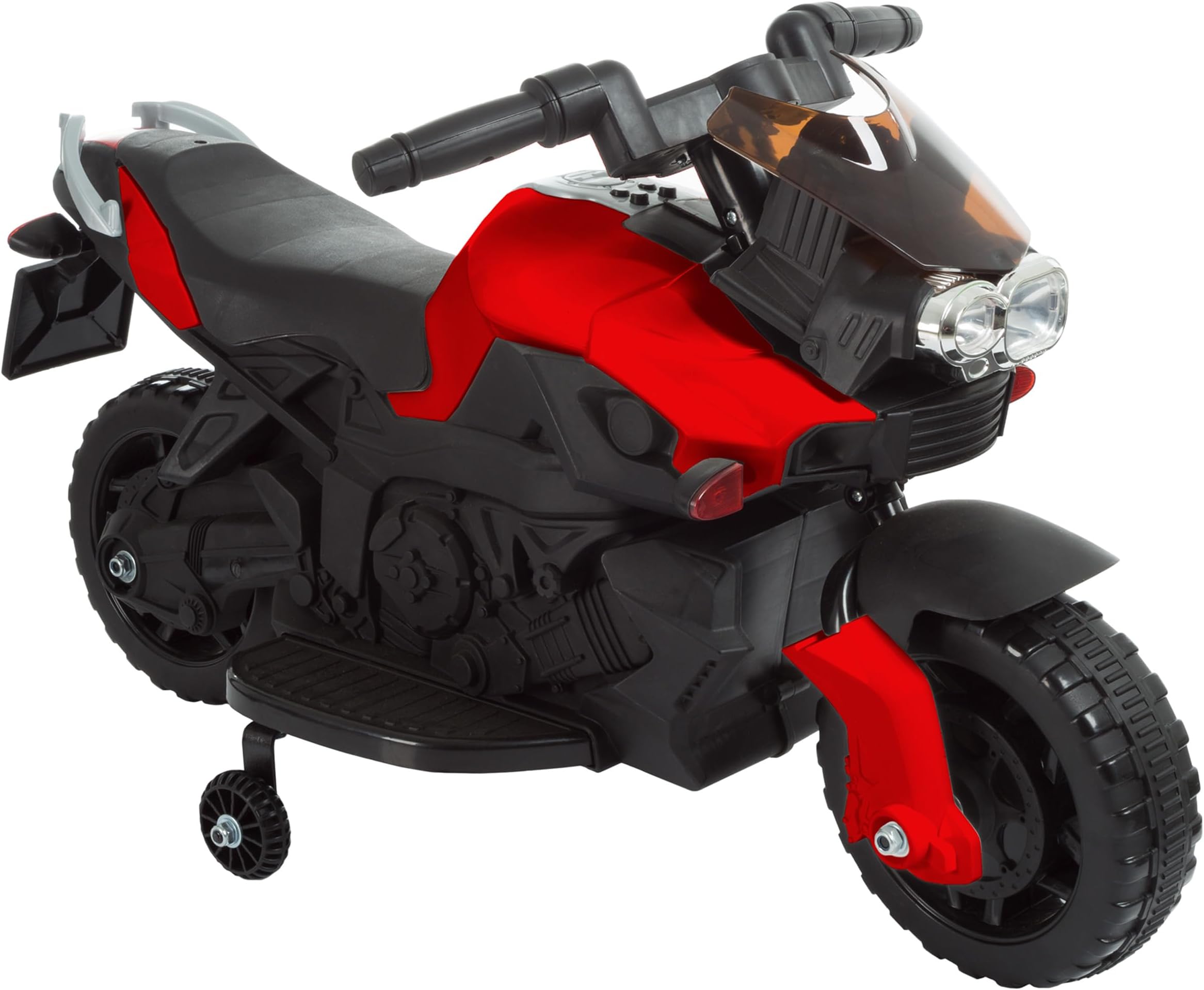 Kids Motorcycle - Electric Ride-On with Training Wheels and Reverse Function - 6V Battery Power Motorbike for Kids (Red)