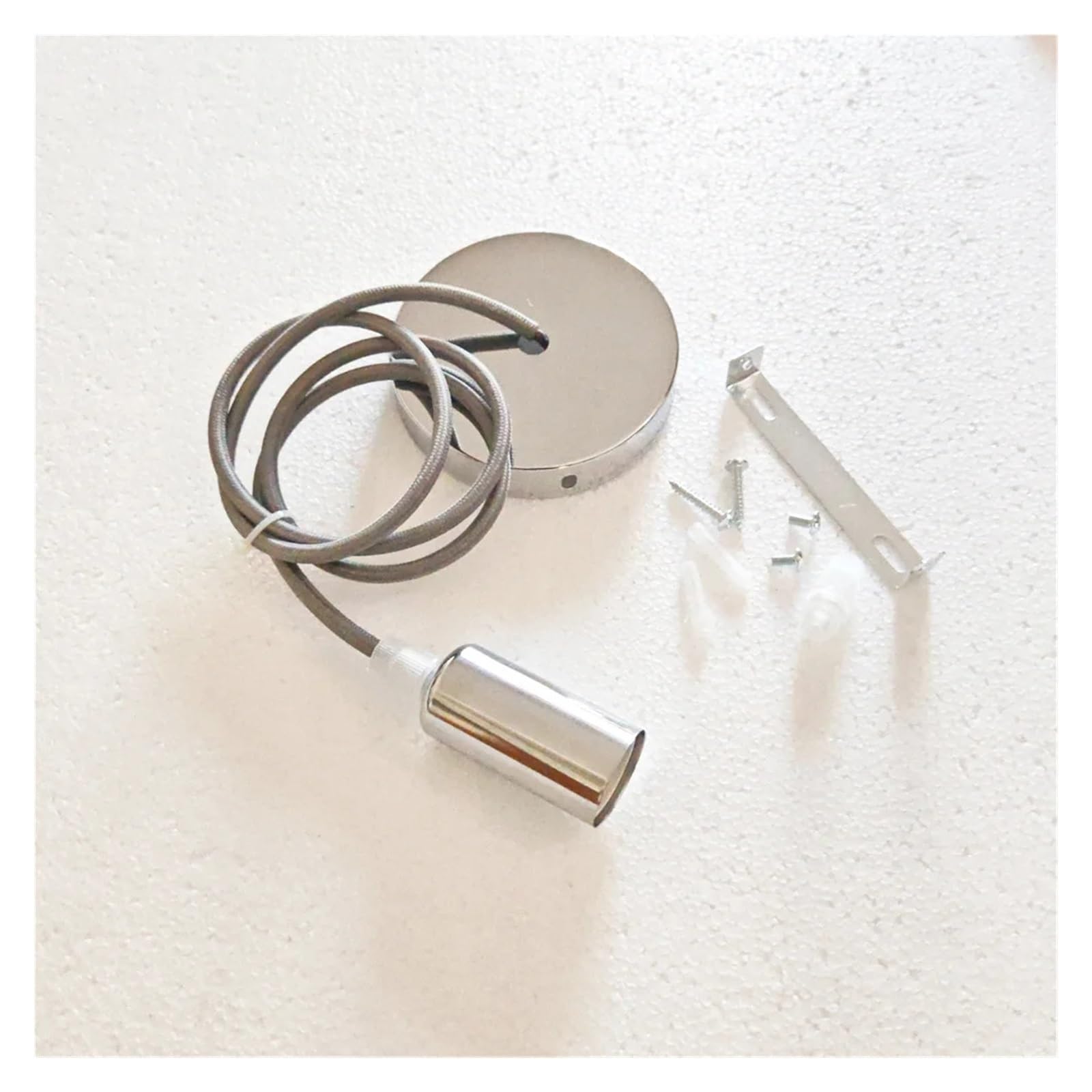 Lampenfassung E14 Hängelampenfassungen mit Kabel DIY einfache Deckenlampenfassungen(1m,Chrome-Set)
