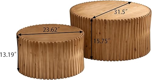 Miniatura 96 de kevinplus Mesa auxiliar redonda de madera para sala de estar, mesa auxiliar retro en relieve para apartamento, dormitorio, oficina (diámetro 20.5 x