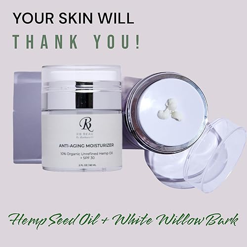 Miniatura 2 de RB Beauty Crema hidratante antienvejecimiento - Aceite de cáñamo 10% orgánico - SPF 30 - Antioxidantes - Extracto de corteza de sauce blanco