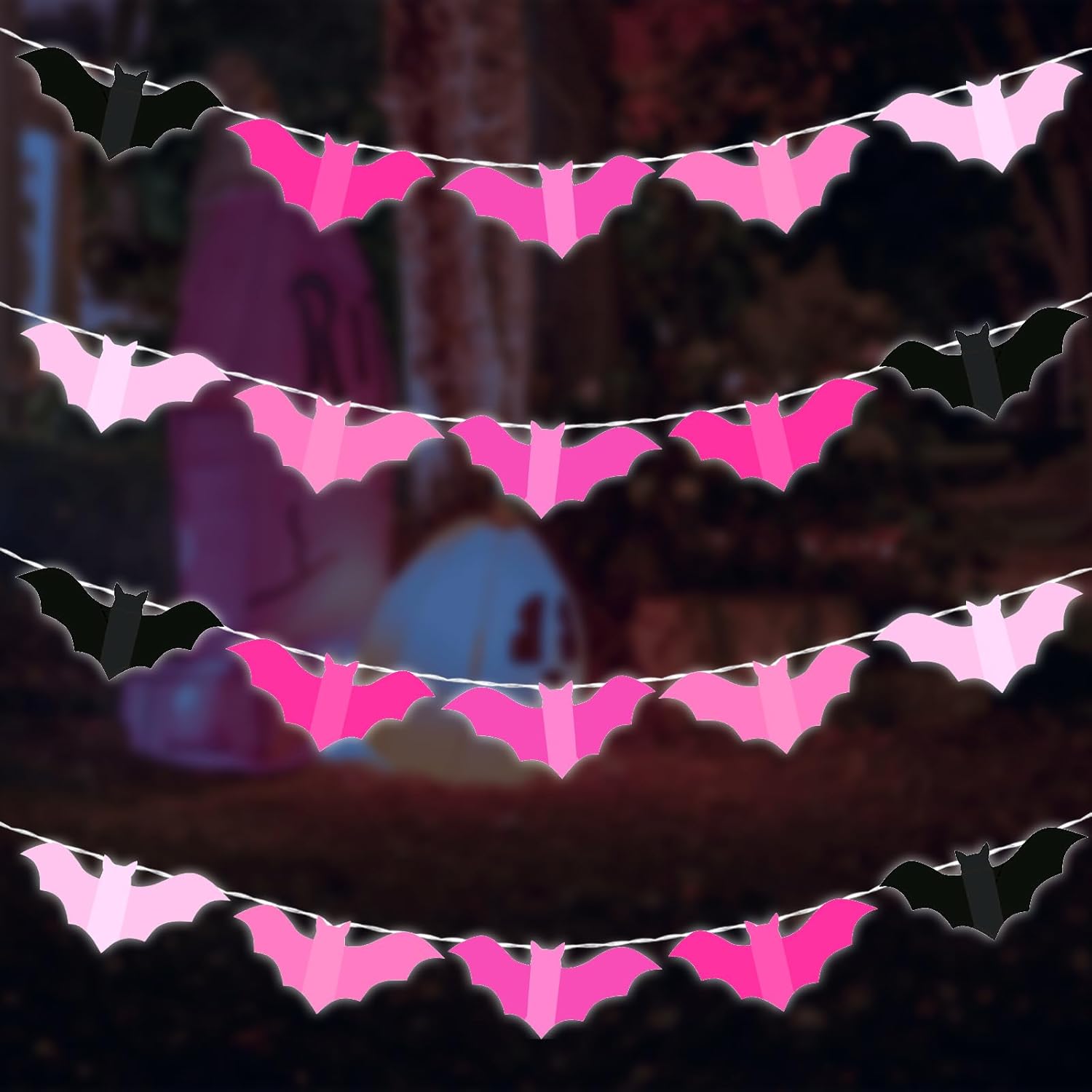 Ganeen Halloween Pink Bat Decorations Halloween Pink Bat String Lights 10 ft 20 LED Day of The Dead Skeleton Hanging LED Lights Battery Operated Dia De Los Muertos Indoor Outdoor Decor