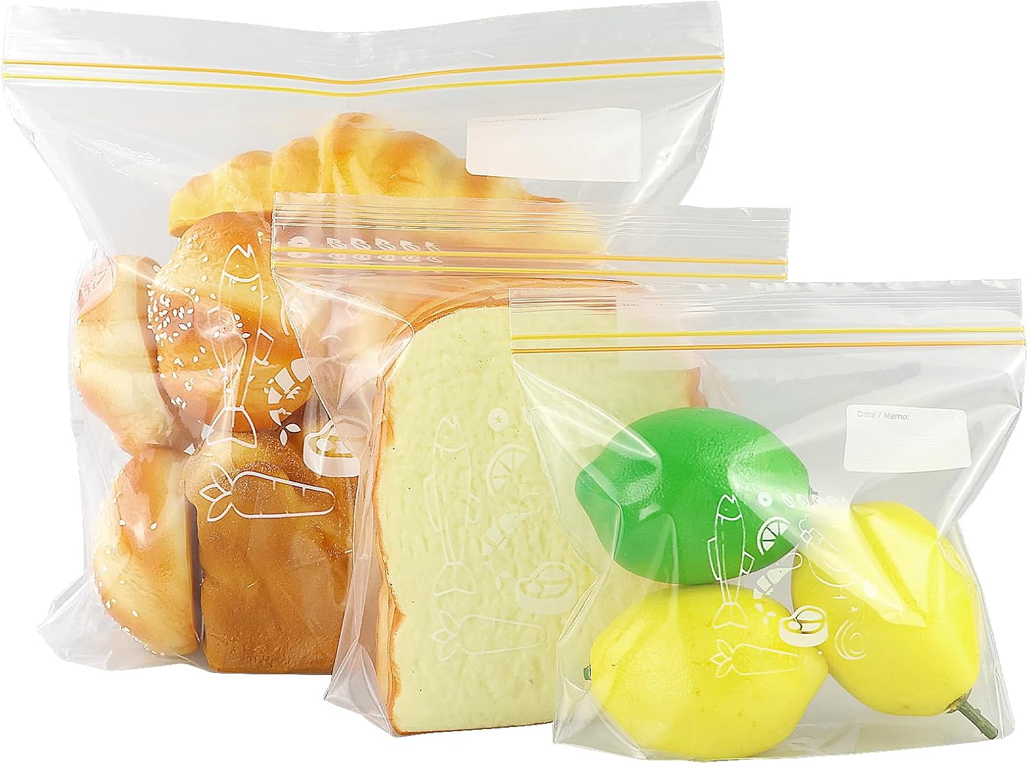 Bolsas selladas para almacenamiento de alimentos, bolsas de congelador, bolsas herméticas, reutilizables, bolsas para sándwich, 20 paquetes (pequeños)