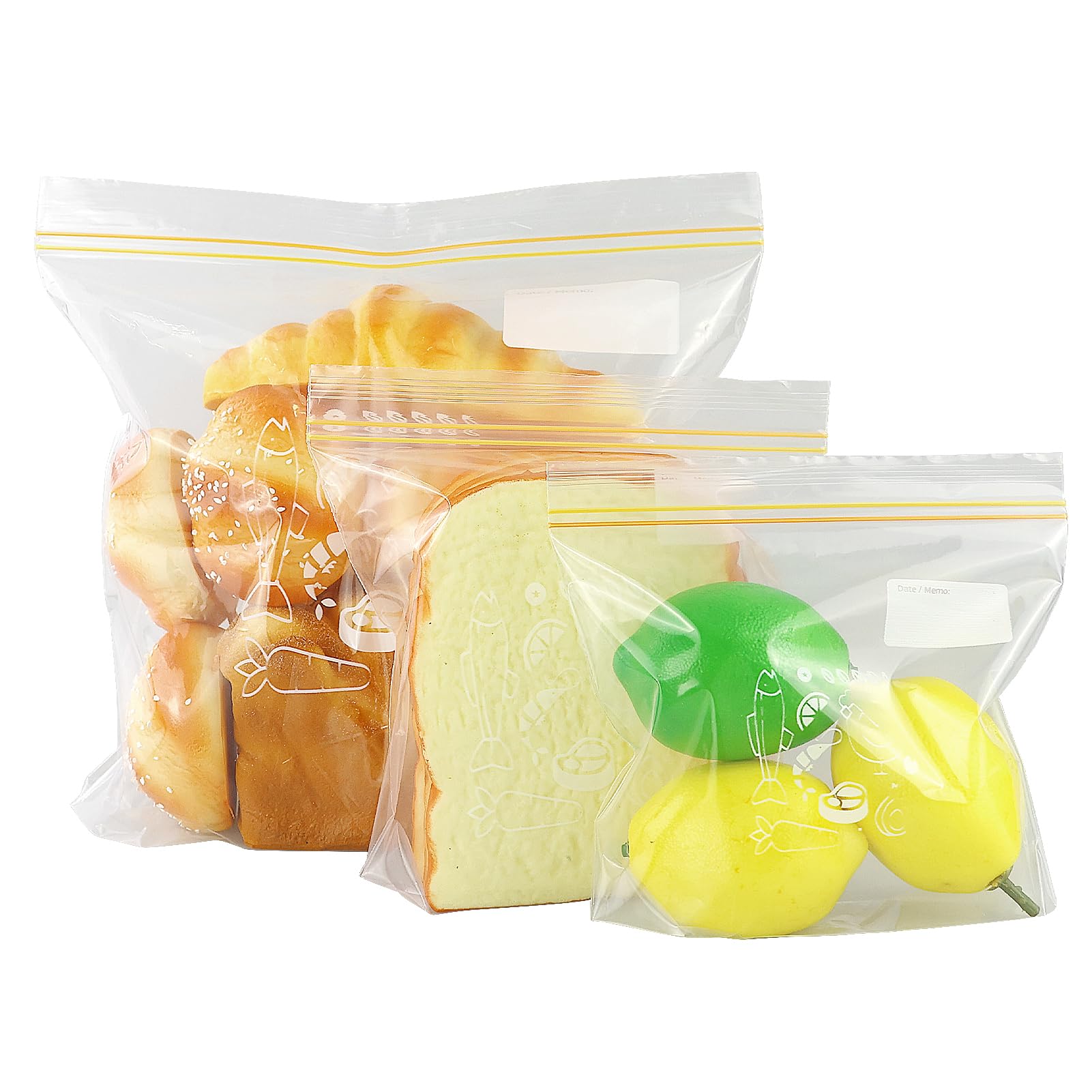 20 Pack Sealed Bags Food Storage Freezer Bags Ziplock Bags Pour and Store Bag Reusable Sandwich Bag (3 Sizes)