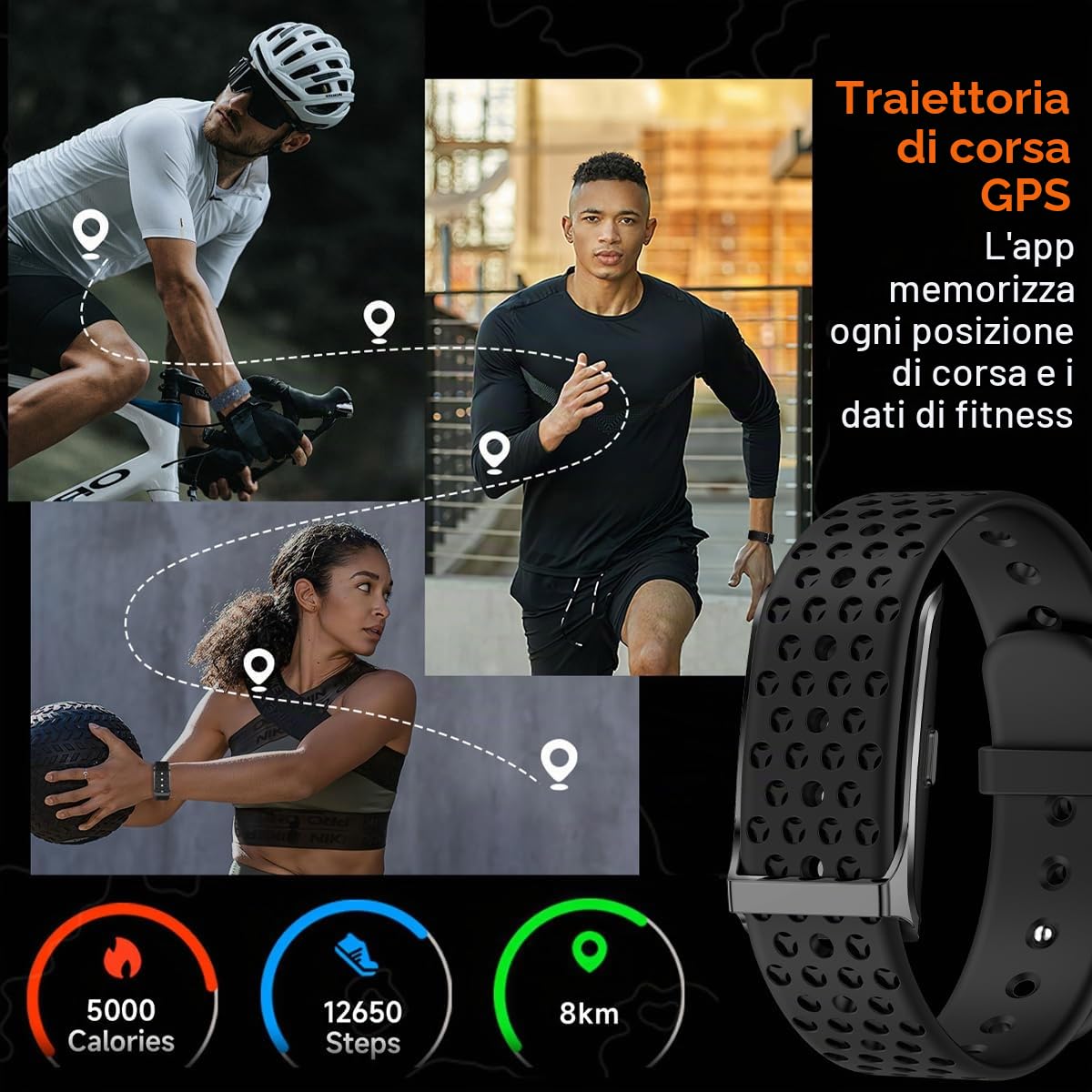SALUTO FITNESS Tracker Braccialetto Intelligente 127 Modalità Sportive Impermeabile IP68, Monitor Sonno, Contapassi, Cardiofrequenzimetro, Promemoria Chiamate, Sveglia per Uomo Don