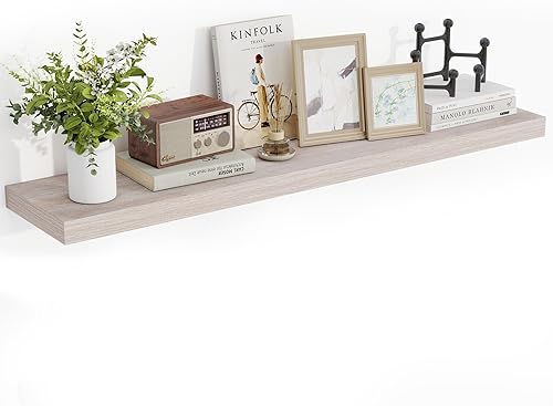 Miniatura 26 de Estantes flotantes de 24 pulgadas, con textura 3D de veta de madera, estantes flotantes de pared de 24"x9.25"x1.5" de profundidad, estantes de Roble