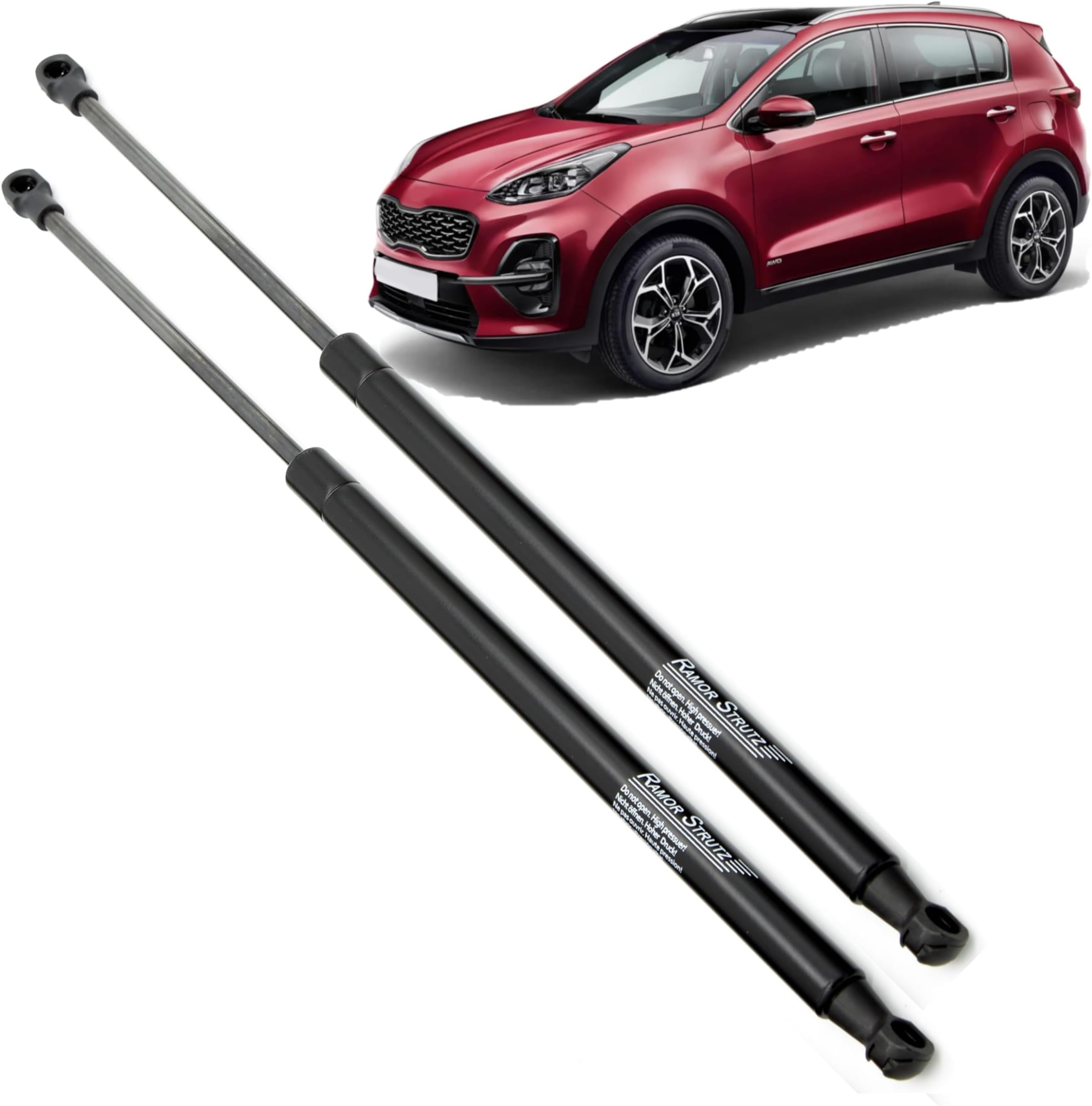 2x Tailgate Gas Struts Compatible with a Kia Sportage Mk4 QL, QLE 2015-2021. Tailgate Gas Springs Replacement for 81770F1000 and others.