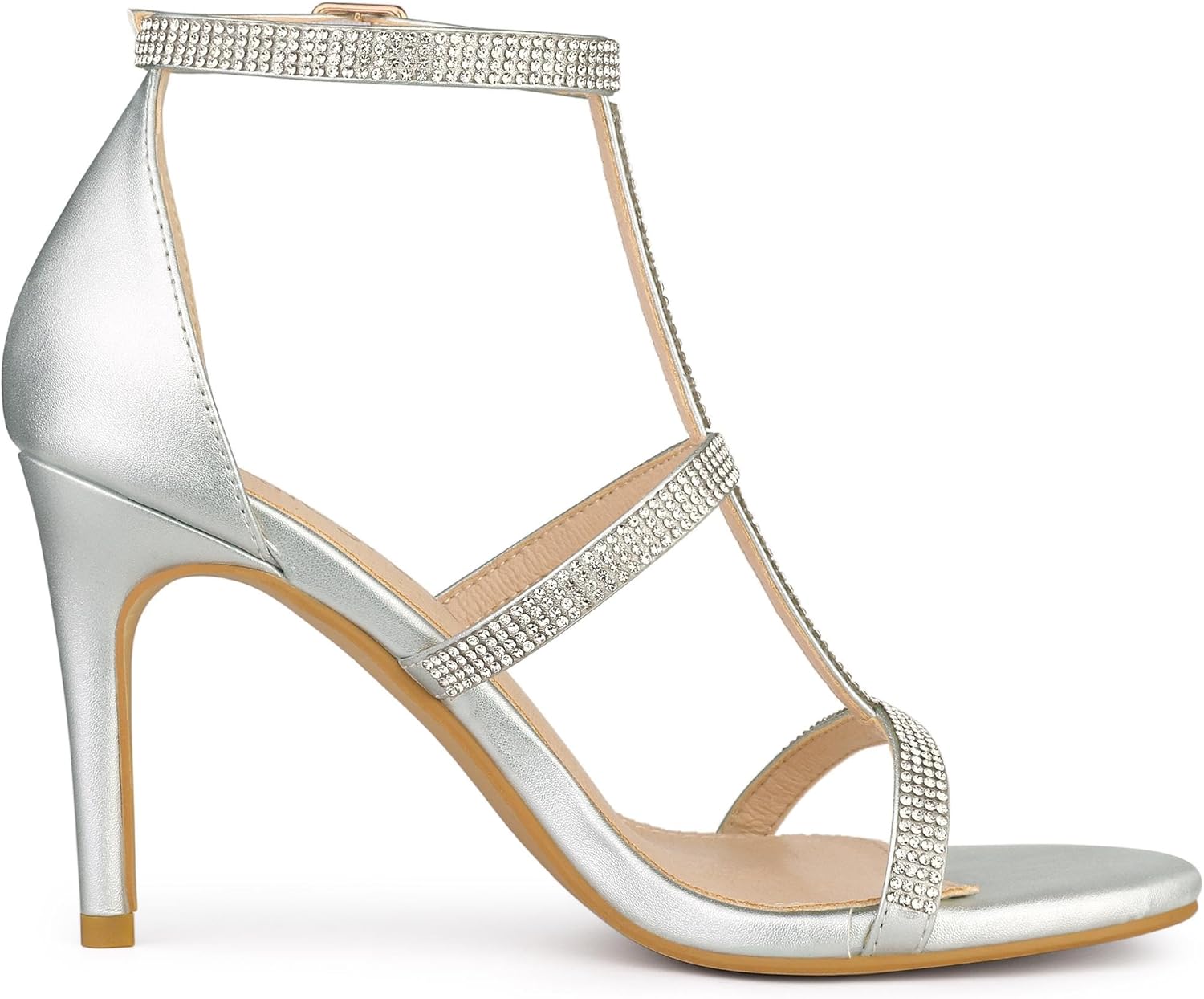 Allegra K Women's Rhinestone Ankle Strap Stiletto High Heel Sandals - Image 6