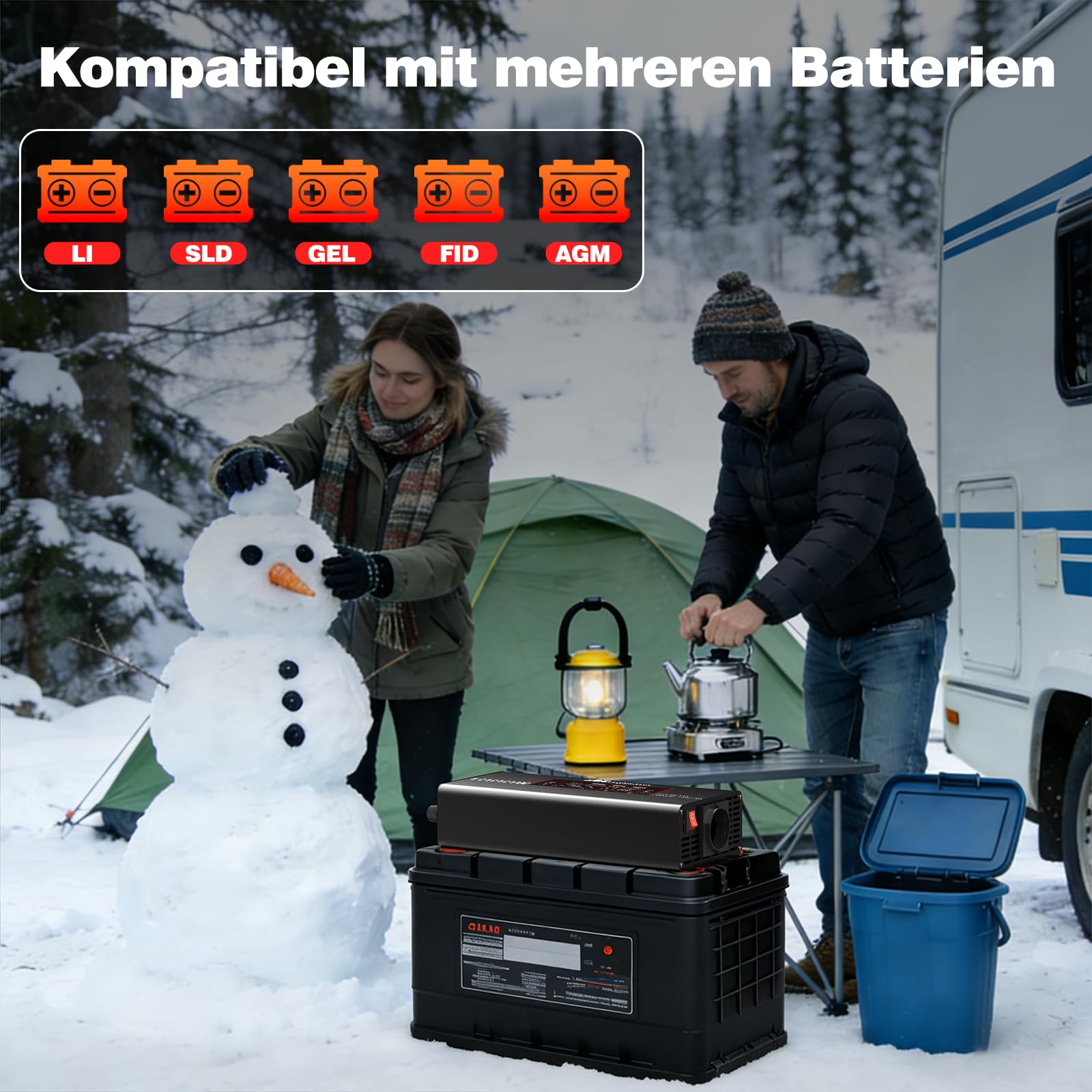 500W/1000W Wechselrichter 12v auf 230v Reiner Sinus Spannungswandler Mit EU Steckdosen Und 3 USB Und Netzkabel Und LCD 500w Kfz Inverter Für Camping-Einsatzfahrzeuge, LKW Und Wohnmobile