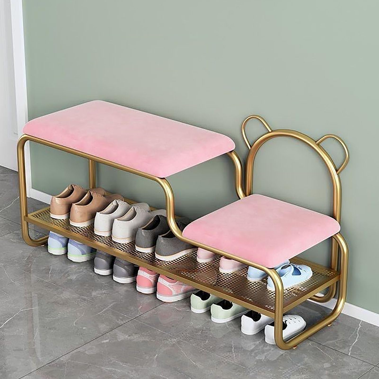 Banc en velours pour entrée étroite finissez-en avec les chaussures en désordre