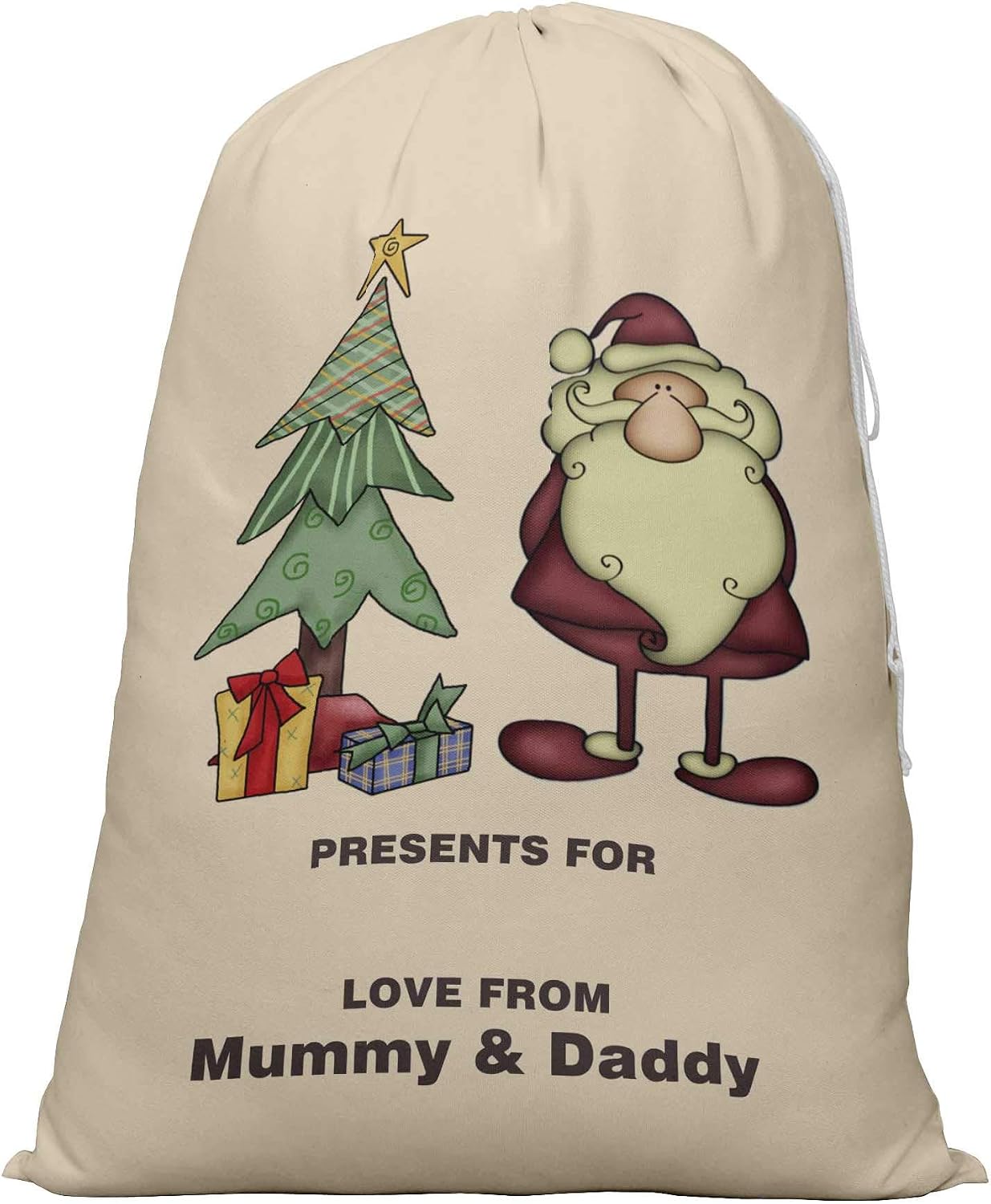 Printtoo 2 Pcs Large Santa Sacks with Drawstring Canvas Xmas Gifts Bags for Kids Christmas 27x20 Inch