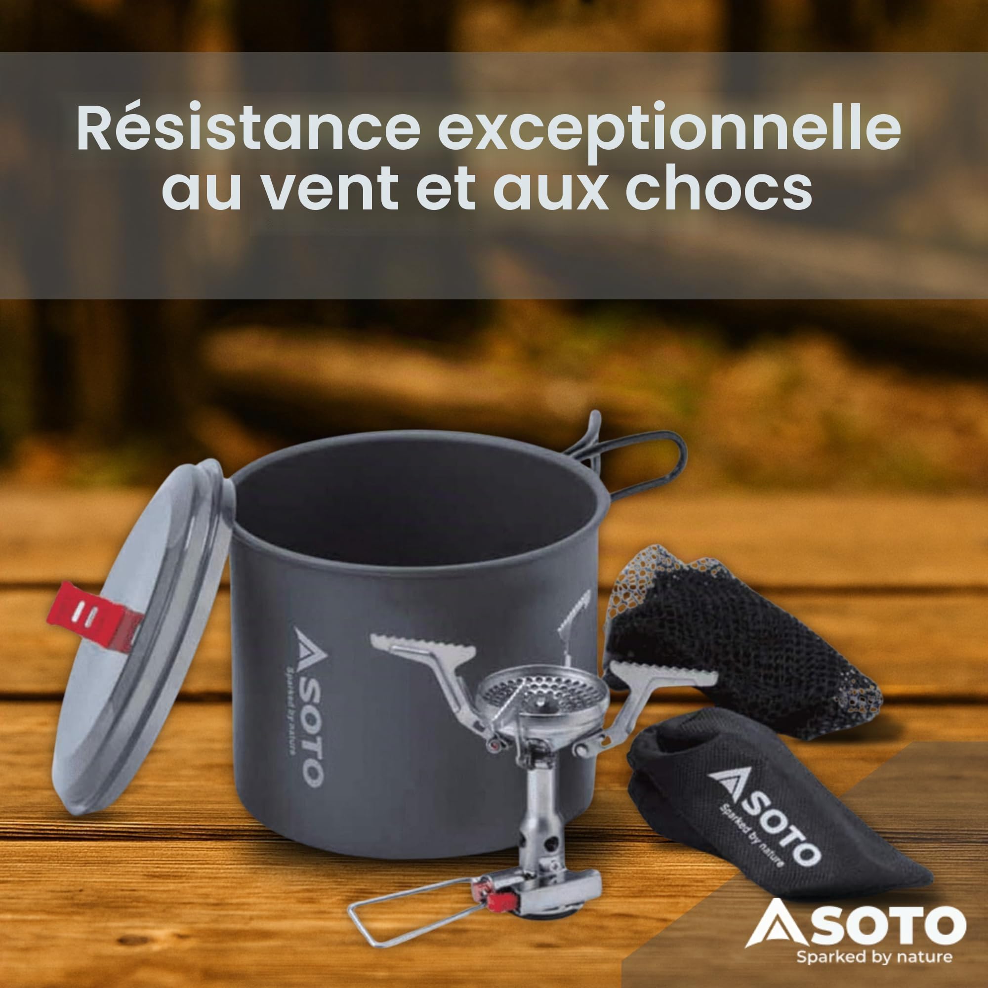 SOTO Amicus Poêle avec allumage (avec allumage + nouveau pot de rivière)