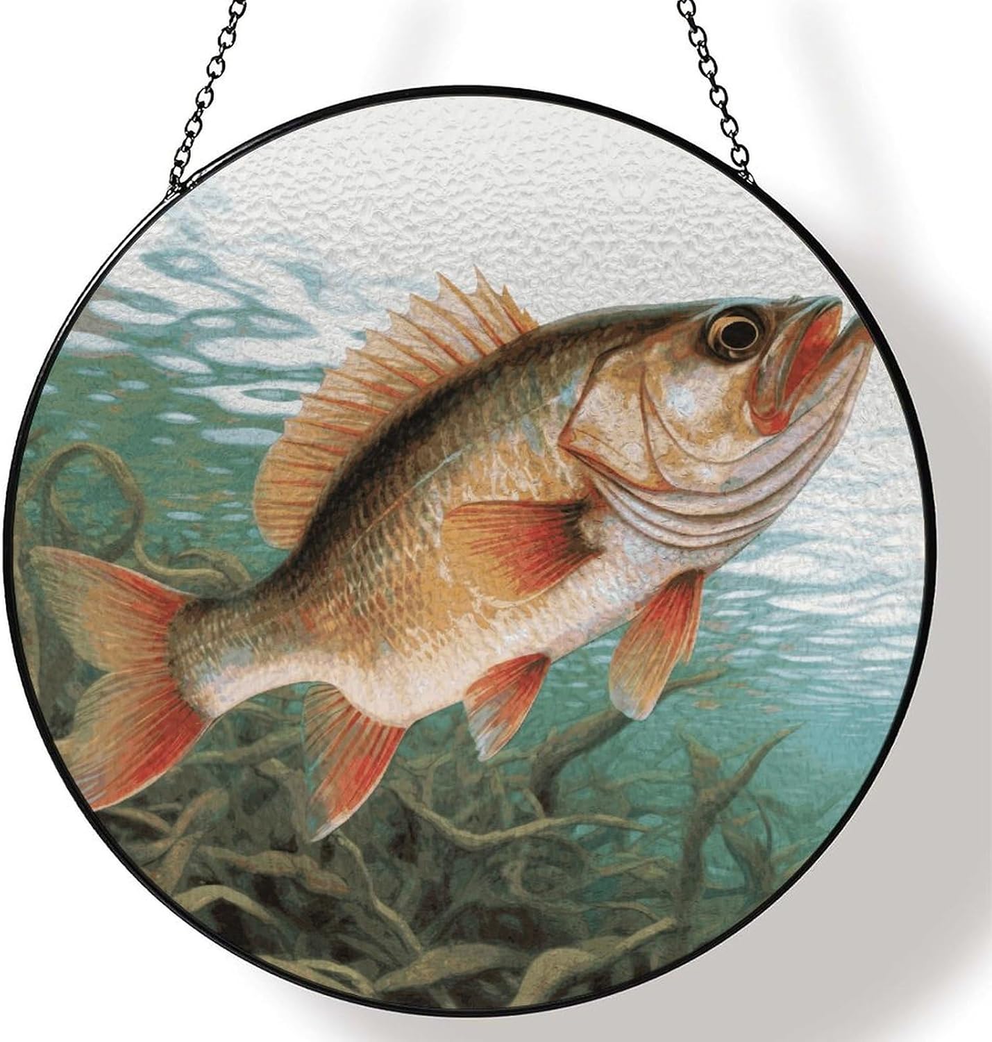 Stained Glass Hanging Sign Suncatcher, Fish