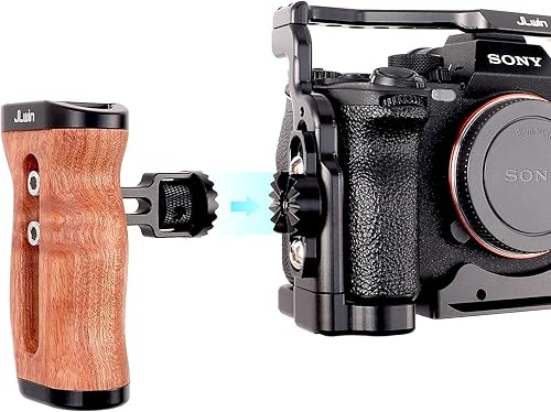 Miniatura 5 de Foto4easy - Mango lateral de madera para cámara con soporte de roseta de liberación rápida para jaula de cámara DSLR