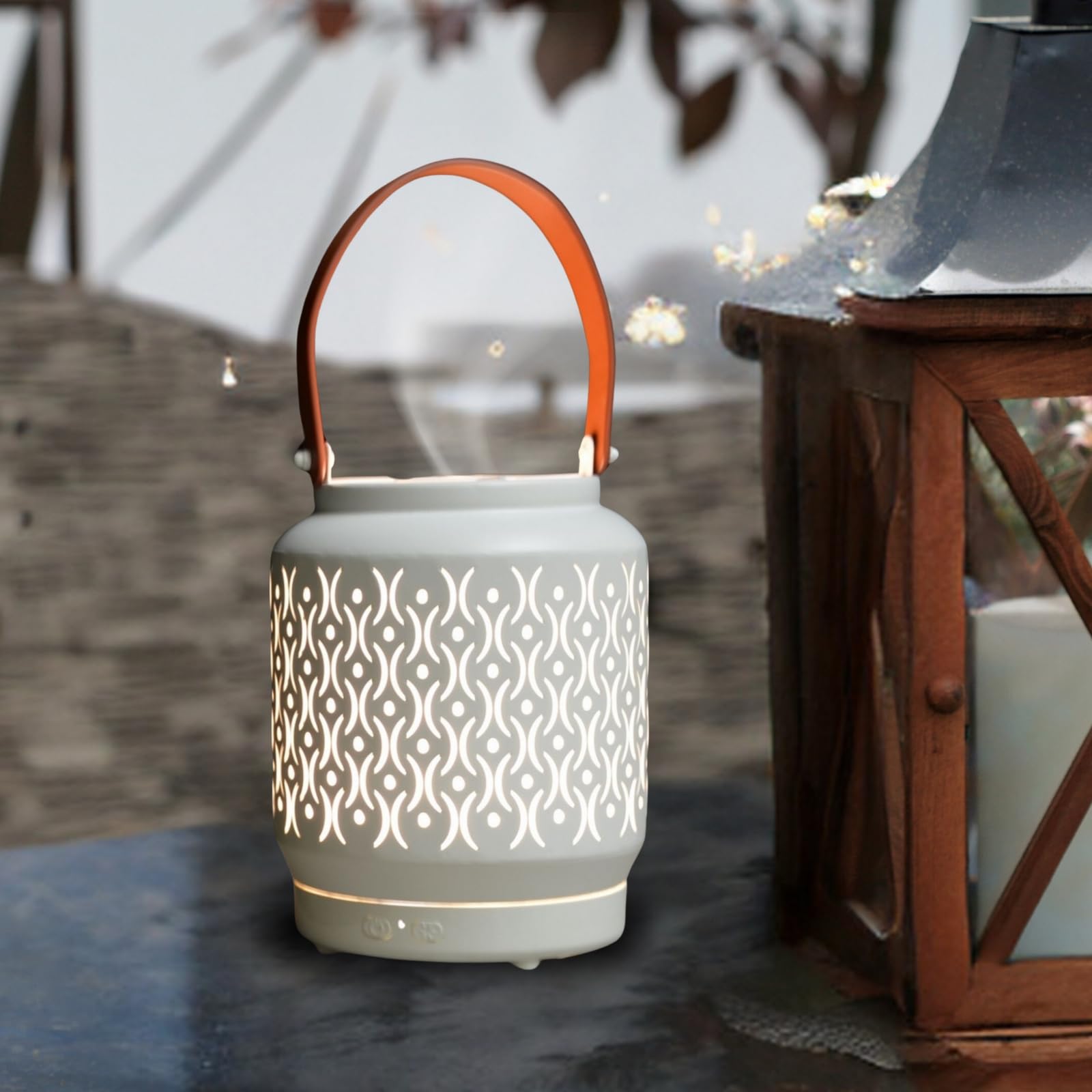 Zen’Arôme Diffuseur Ultrasonique sans Fil Madrid, Batterie Rechargeable Intégrée Autonomie 10h, Diffuseur Huile Essentielle Nomade, Diffusion Continue ou par Alternance, Éclairage LED Personnalisable