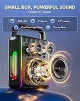 Vista 4 de Moukey MPS5 - Máquina de karaoke portátil, altavoz recargable de 200 W de potencia máxima con 2 micrófonos inalámbricos y correa, compatible con BT