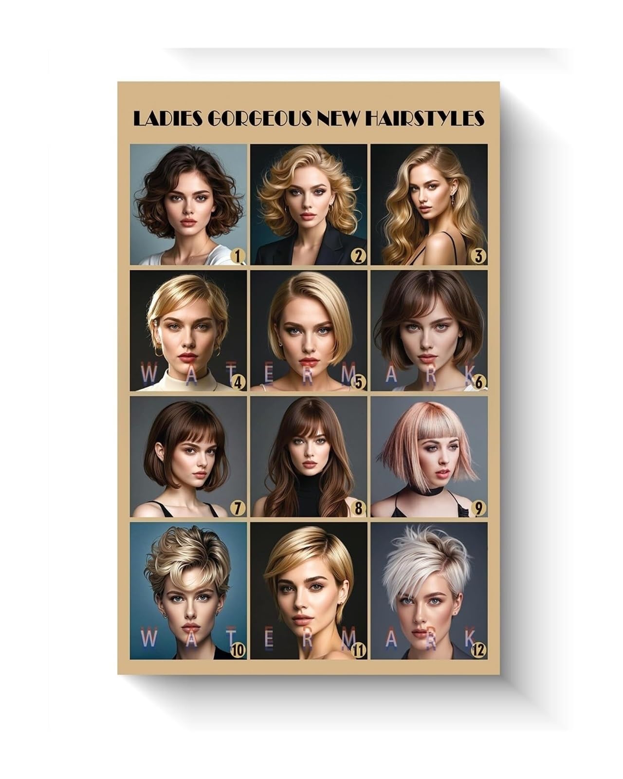 IDGTTLDF Hairstyle Ideas Chart Metal Sign Contemporary Haircut Styles for Salon Decor Beauty Room Inspirational Wall Decor 8 X 12 in