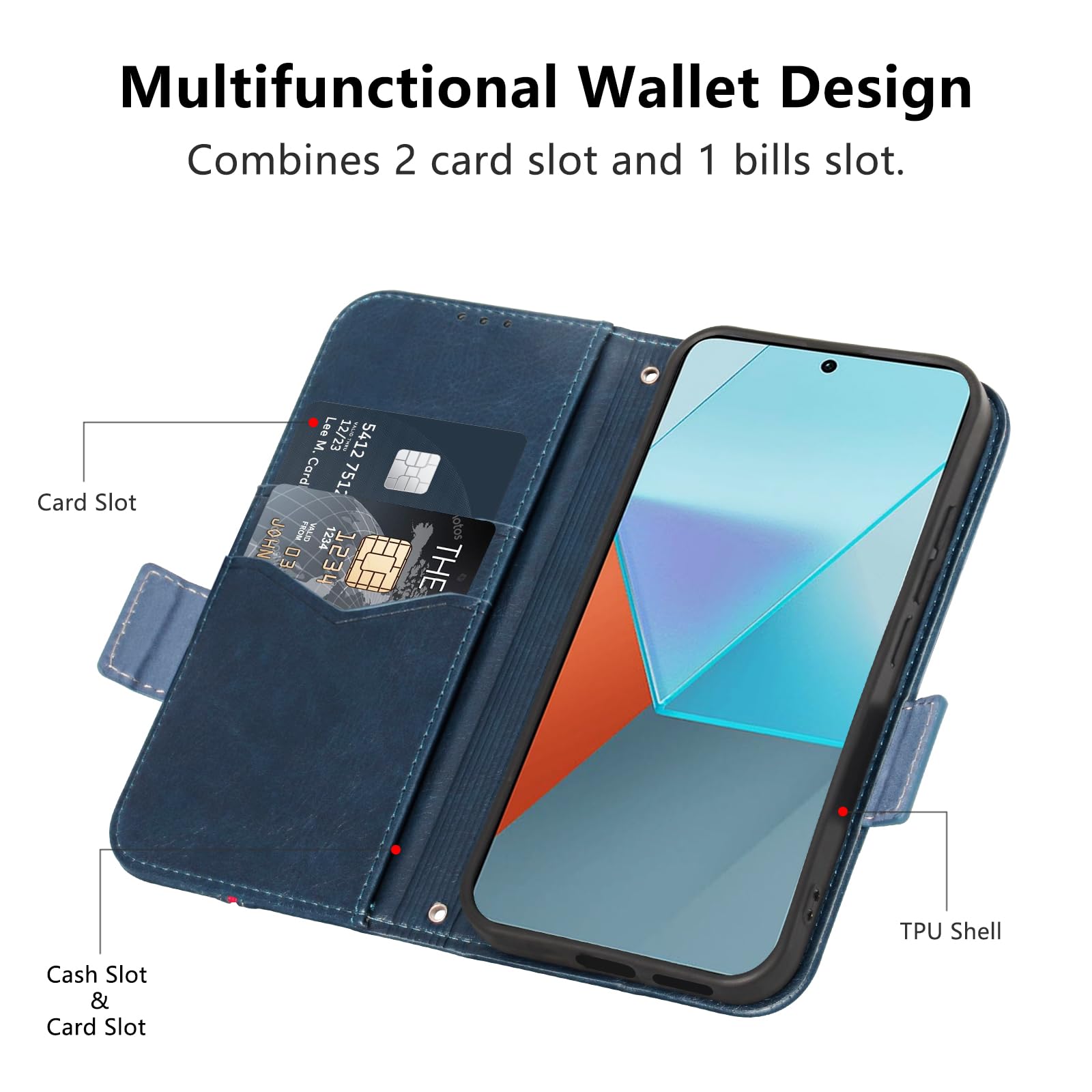 Coque Portefeuille Leacckl Pour Xiaomi Redmi Note 13 Pro 5G - Cuir PU, Porte-Cartes, Support Intégré