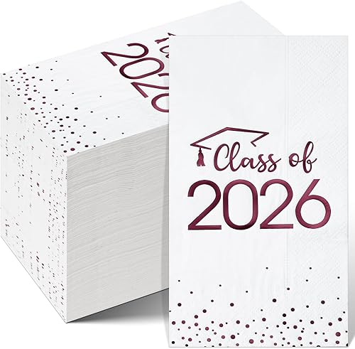 100 servilletas de graduación de clase 2026, servilletas desechables de cóctel de felicitaciones graduadas, toallas de mano de papel de aluminio