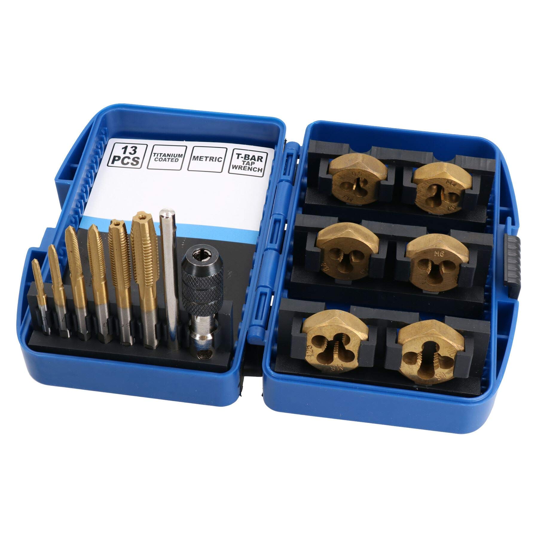 Ab Tools 13Pc Metric Tap And Die Nut Set M3 – M10 Titanium Coated Rethreading Cutter