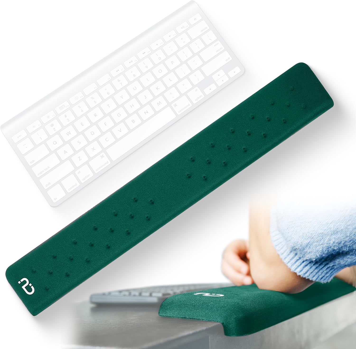 EdgeRest PostureUp L-Shaped Desk Long Wrist Rest Elbow, Forearm & Wrist Comfort Support for Table or Desk Edge, Non-Slip, Memory Foam Padding, Ergonomic Design for Work, Universal Fit, Forest Green
