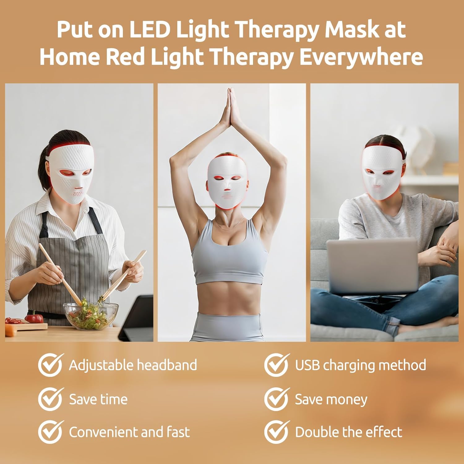 LED Therapy Mask,(Model M226 and MN1 LED Facial Mask),Suitable for Home/Travel/Yoga use