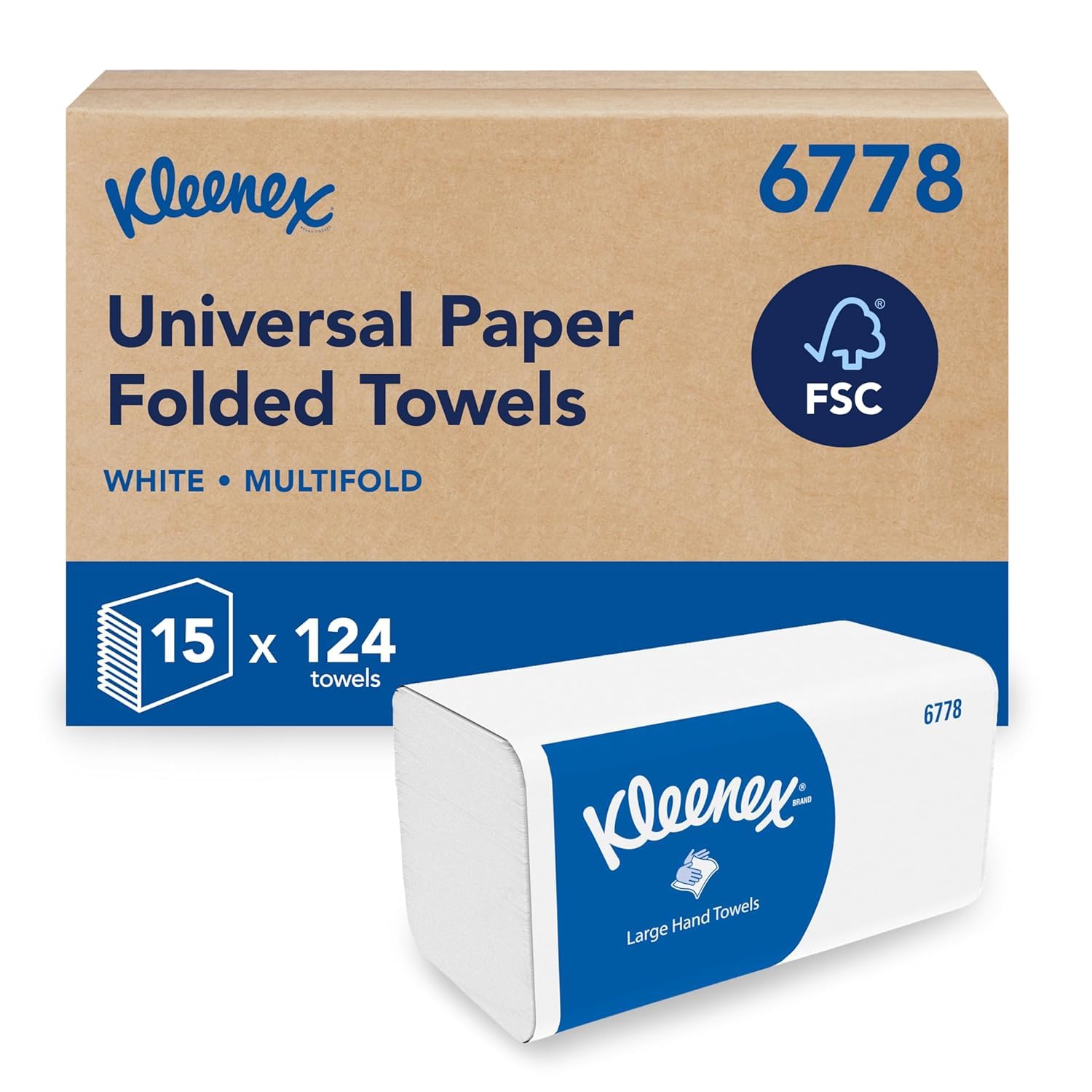 Kleenex Ultra V-Fold Paper Towels 6778, FSC Certified, 15x124 Sheets