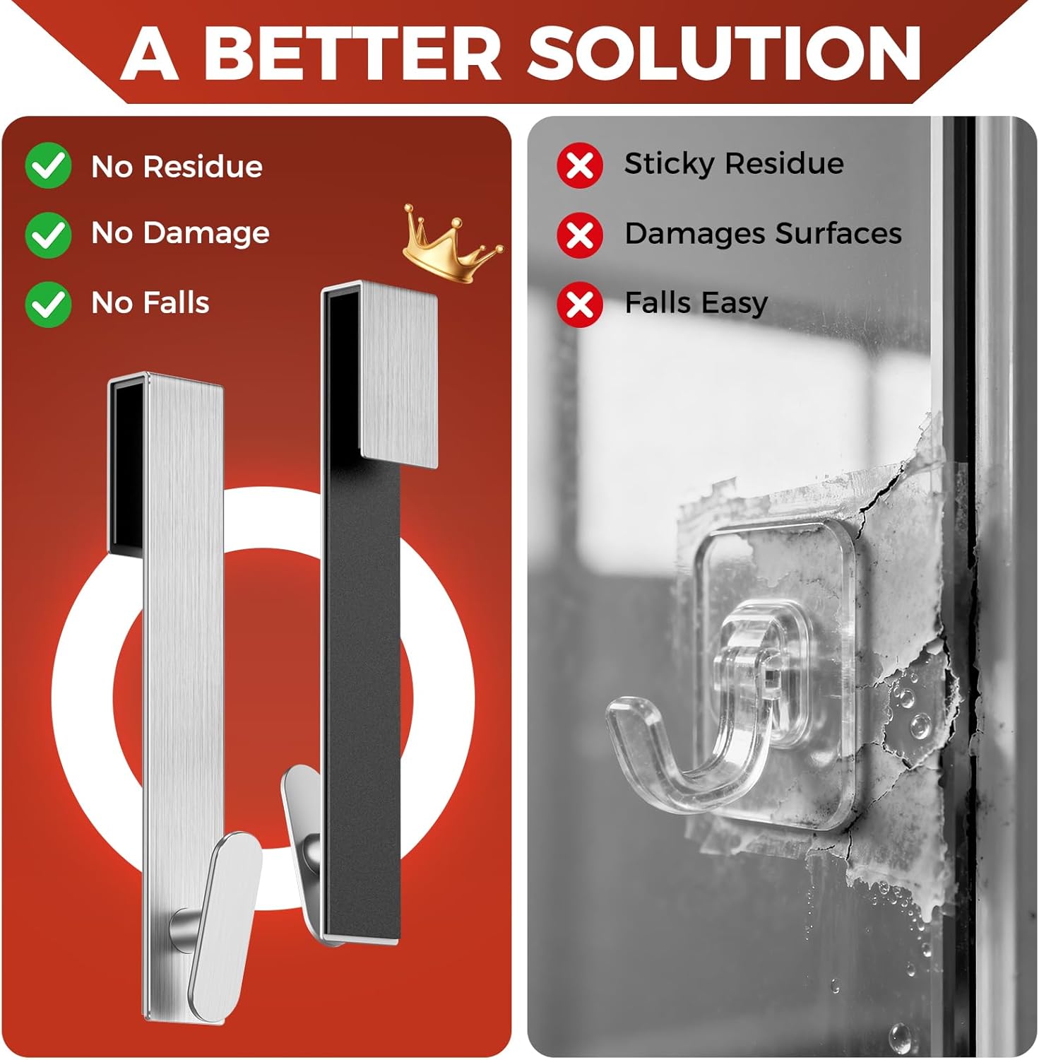 Shower Door Hooks 8 Inch,Extended Heavy Duty Shower Hooks for Towels,Over The Towel Hooks for Bathroom Frameless Glass Door (Silver,2 Pack)