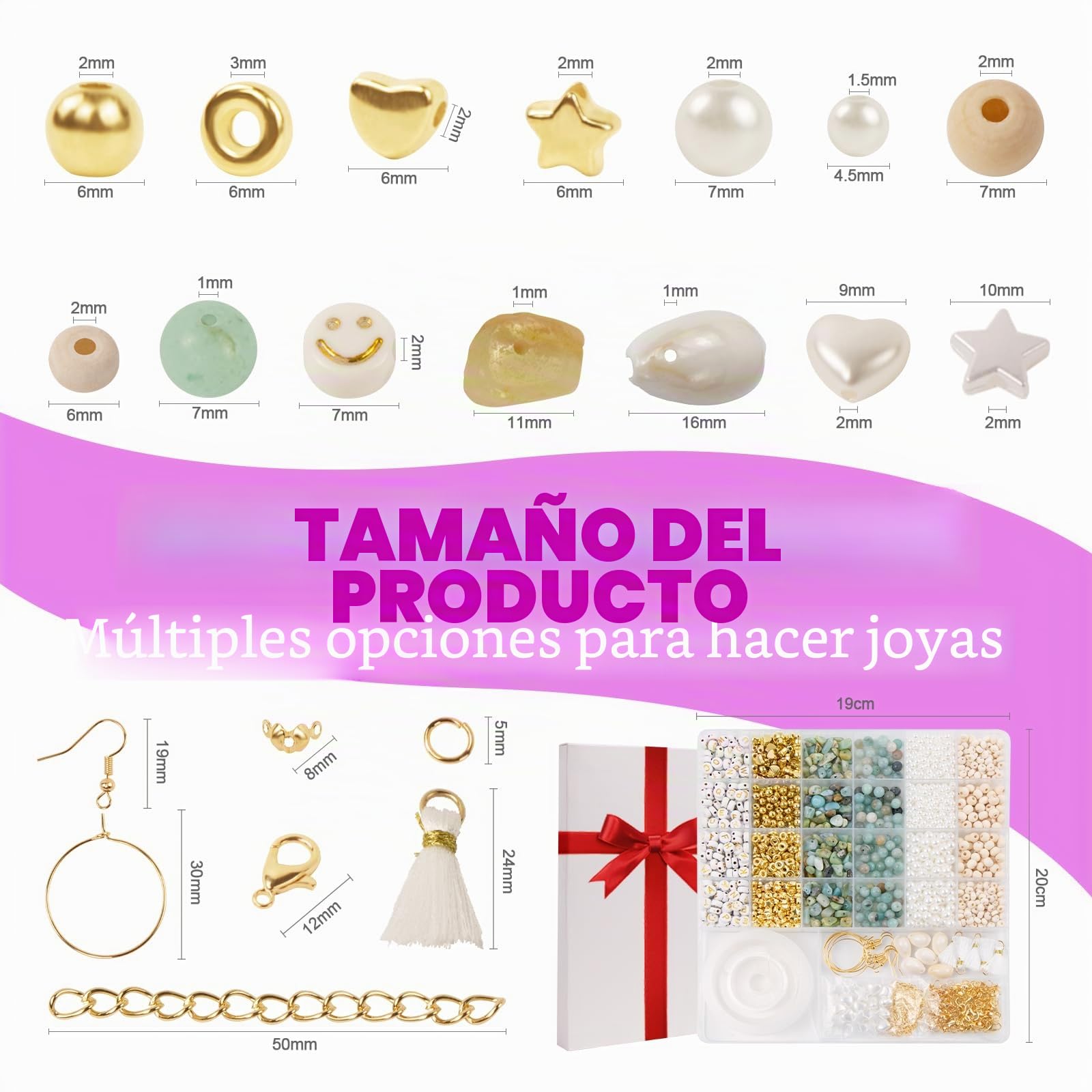Set de cuentas naturales de amatista para joyería DIY, pulseras, pendientes y collares con colgante. Set de bricolaje para niños y adultos, con cuentas de letras, etc.