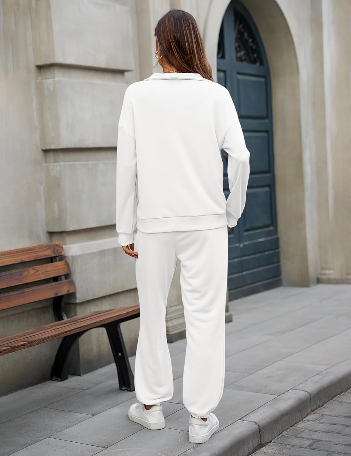 Women's Cozy 2 Piece Outfits Lounge Sets Long Sleeve Half Zip Sweatshirt Tops Jogger Sweatpants Sweats Track Suits Set - Image 5