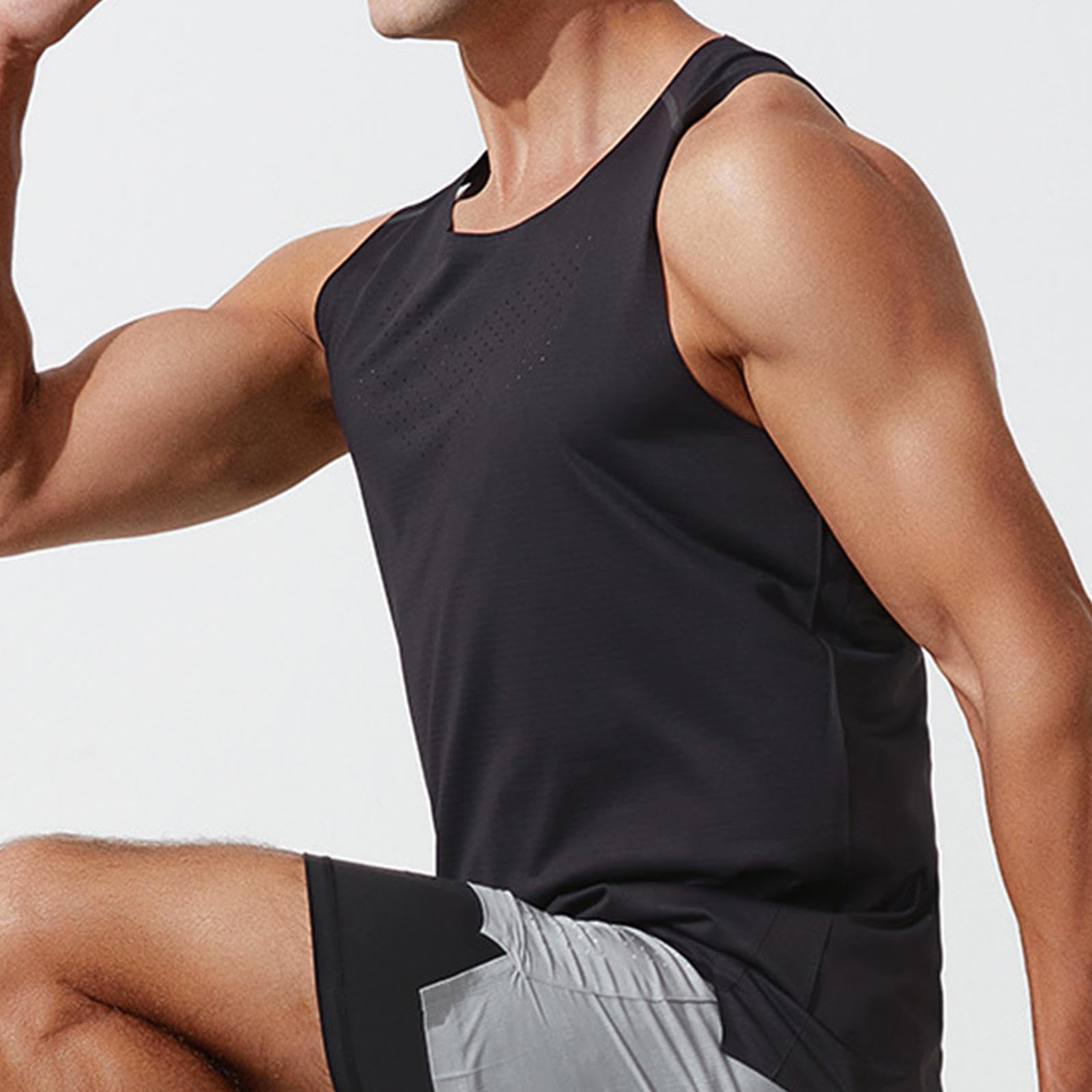 Oshhni Canotte da allenamento da uomo, T-shirt da palestra per muscoli Bodybuilding Fitness T-shirt senza maniche, Canottiera ad asciugatura rapida Canotte
