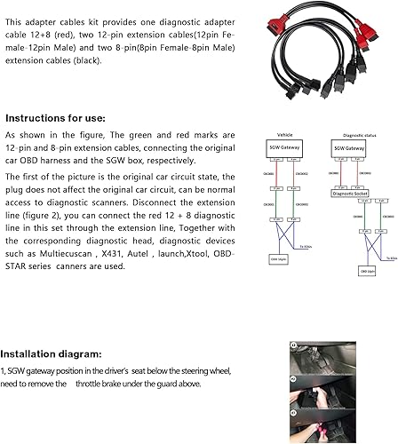 Miniatura 2 de AMHTDOL obd2 Cable adaptador de extensión 12 8 para vehículo Chrysler, compatible con Gladiator 2020+Wrangler 2018+Ram 1500 2019+RAM TRX 2021+,